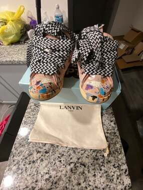 Lanvin x Gallery Dept. Curb Sneakers in Pink with Paint Splatter